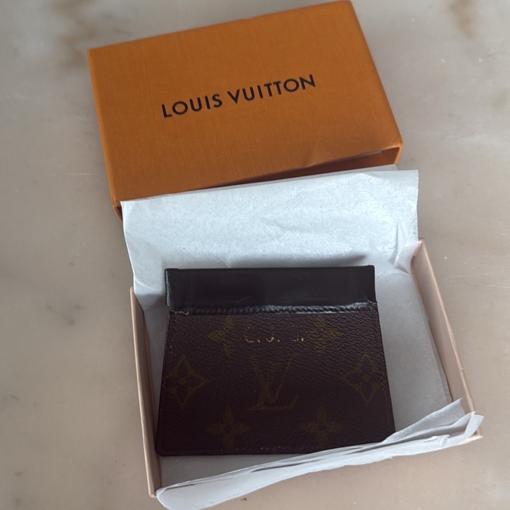 Louis Vuitton Black and Brown Monogram Coin Purse or Card Holder Vintage - Picture 7 of 14